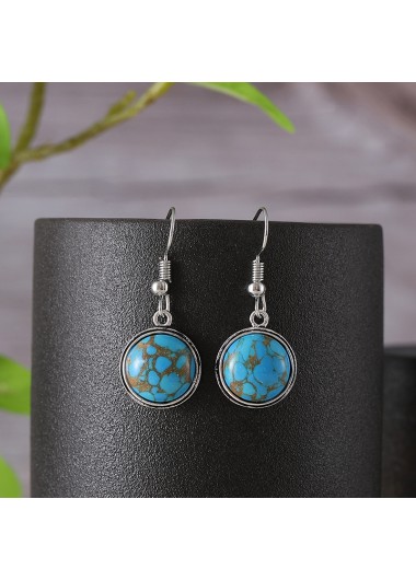 Round Mint Green Alloy Detail Earrings