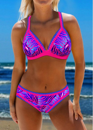 ROTITA Tie Back Hot Stamping Bikini Set