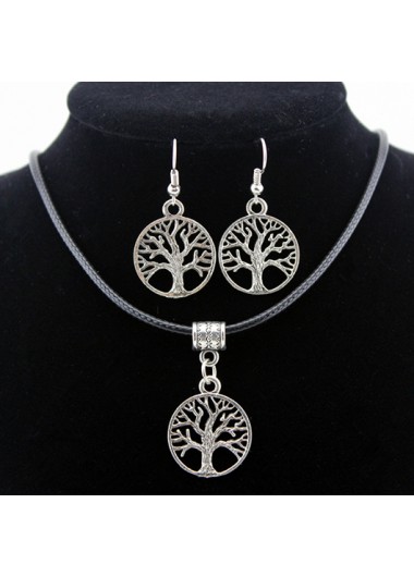 Silvery White Cutout Tree Design Alloy Earrings