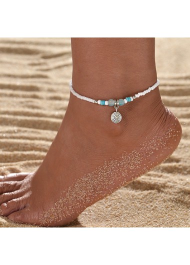 Round White Polyresin Beaded Design Anklet