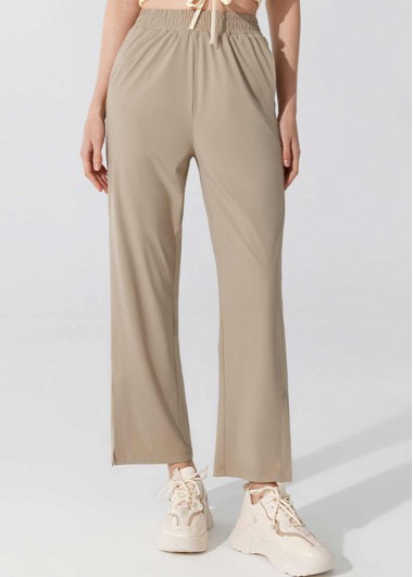 Lightweight Elastic Waist High Waisted Light Camel Pants