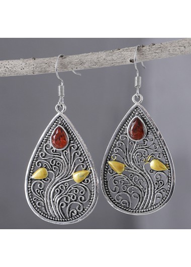 Silvery White Waterdrop Hollow Alloy Earrings