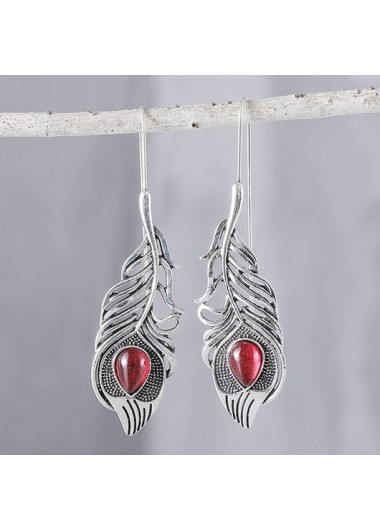 Silvery White Alloy Feather Design Earrings
