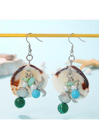 Shell Pearl Starfish Mint Green Earrings