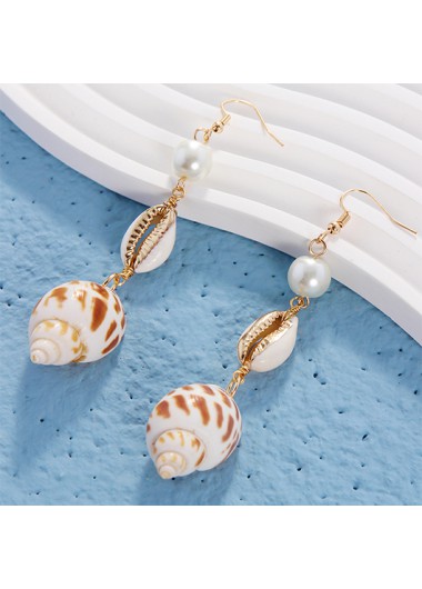 Shell White Beach Pearl Design Earrings
