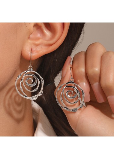 Silver Hollow Design Retro Alloy Earrings