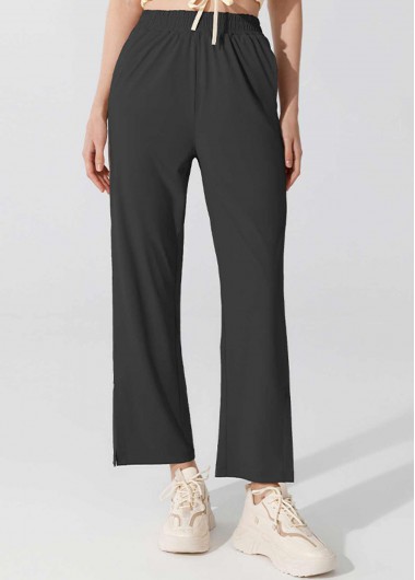 Lightweight Elastic Waist High Waisted Black Pants