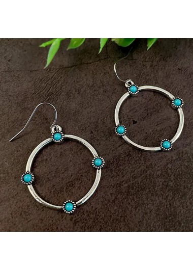 Round Vintage Design Silver Alloy Earrings