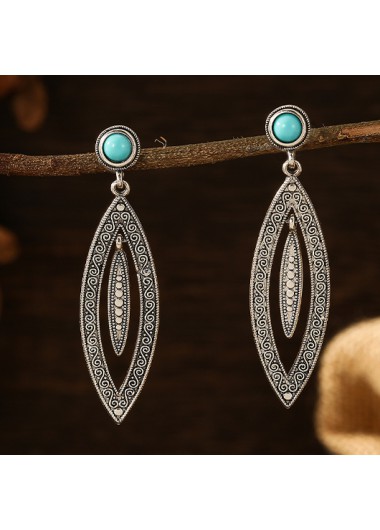 Silver Alloy Cutout Vintage Design Earrings