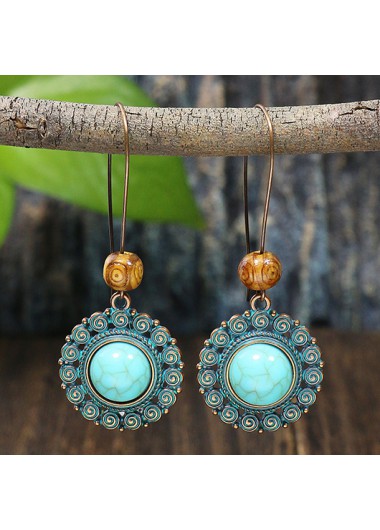 Round Bohemian Mint Green Alloy Earrings