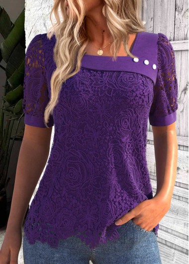 ROTITA Lace Purple Short Sleeve Light Cardigan