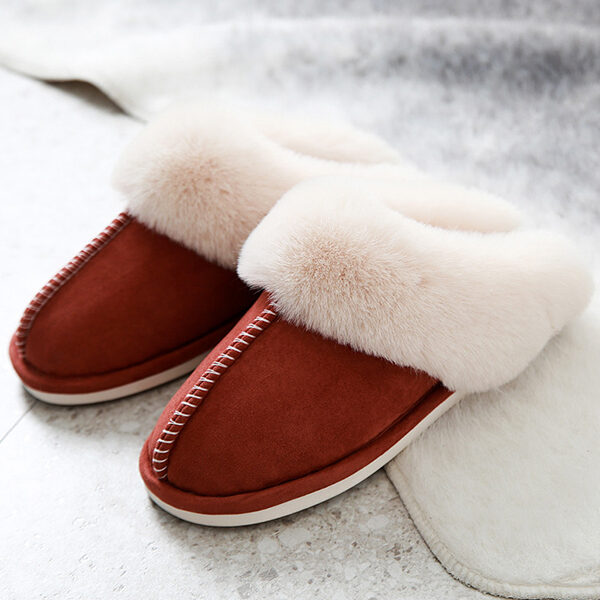 Indoor Warm Faux Fur Non-Slip Keep Warm Slippers RUST RED-38-39 SkuCY-!110279MaterialSuede