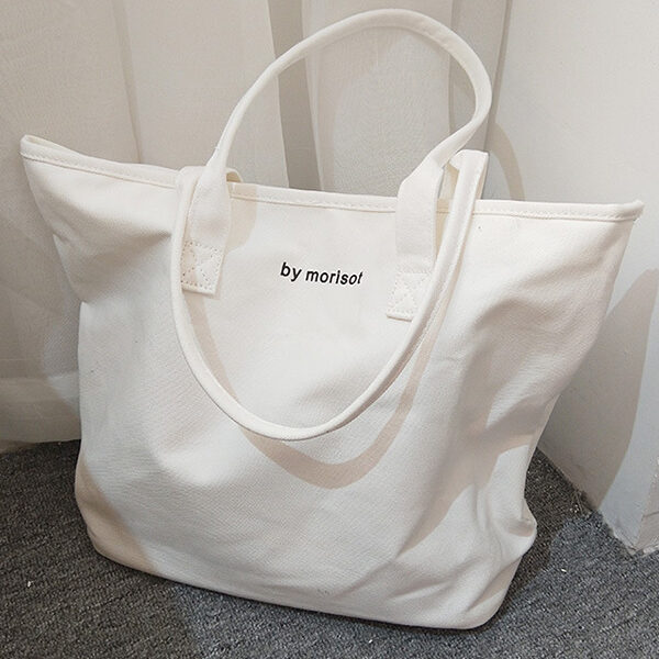 Casual Simple Letter Printed Tote Bag WHITE-FREE SIZE SkuCY-!92904MaterialCanvas FeatureLetter Print