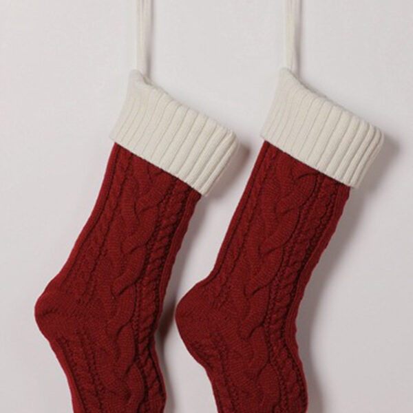 Contrast Color Jacquard Christmas Socks Decoration Accessories RED-One_size SkuCY-!112157MaterialAcrylic