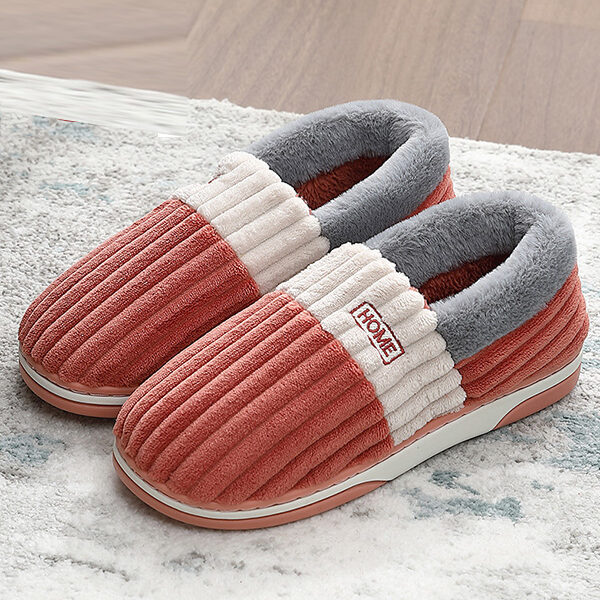 Home Wear Non-Slip Keep Warm Contrast Color Flat Shoes RED-40-41 SkuCY-!111983MaterialTPR