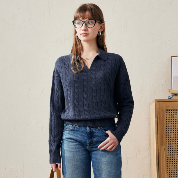 Upgrade your wardrobe with our Classic Cable Knit V-Neck Collar Sweater. This timeless piece blends comfort and style effortlessly