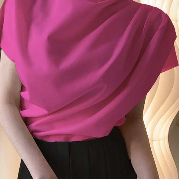 SkuCY-!104458MaterialCotton-blend StyleShort Sleeves FeatureSolid Color NecklineHigh-neck OccasionCasual