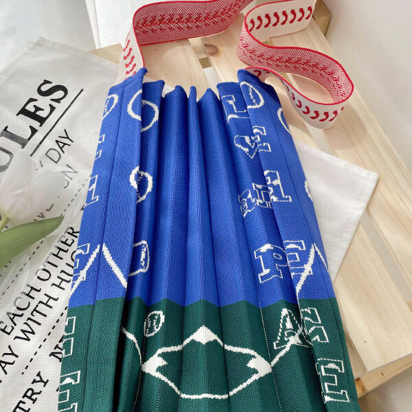 Contrast Color Pleated Woven Bags Accessories BLUE GREEN-One_size SkuCY-!115251MaterialPolyester