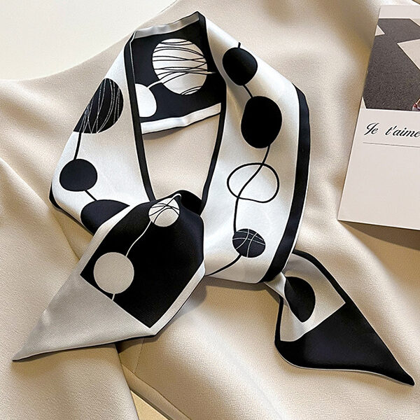 Polka-Dot Contrast Color Shawl&Scarf BLACK-One_size SkuCY-!115634MaterialSilk Imitation FeatureContrast Color