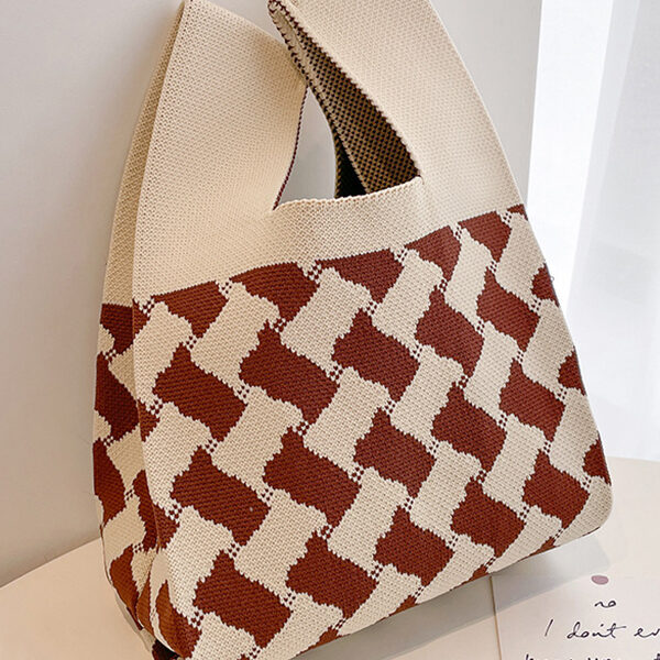 Rhombus Multi-Colored Woven Handbag Bags APRICOT-One_size SkuCY-!115304MaterialPolyester FeatureRhombus