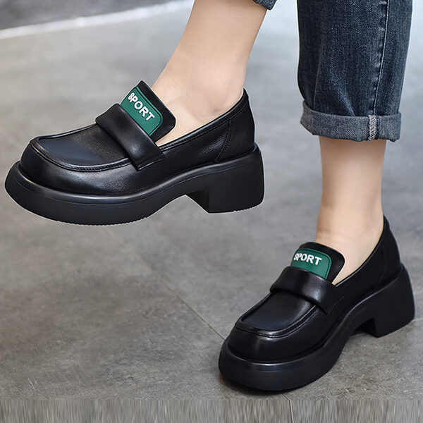 Contrast Color Vintage Platform Shoes BLACK-36 SkuCY-!115684MaterialCow Leather FeatureContrast Color OccasionCasual