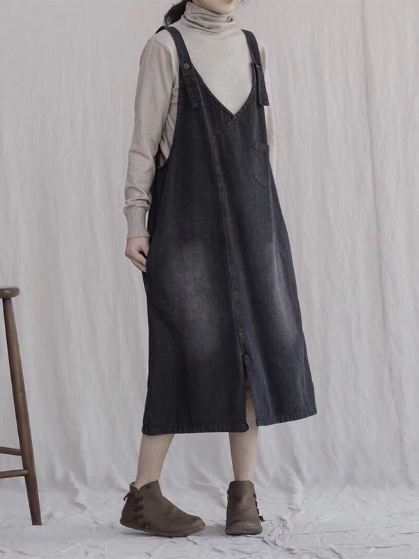 SkuCY-!112872MaterialDenim StyleLoose FeatureSplit-front