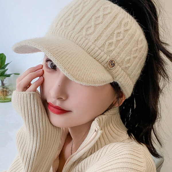 Simple Keep Warm Jacquard Solid Color Hats&Caps CREAM-One_size SkuCY-!111923MaterialRhinestone