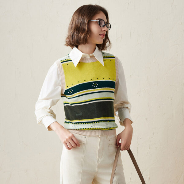Elevate your wardrobe with this Colorful Geometric Knit Vest