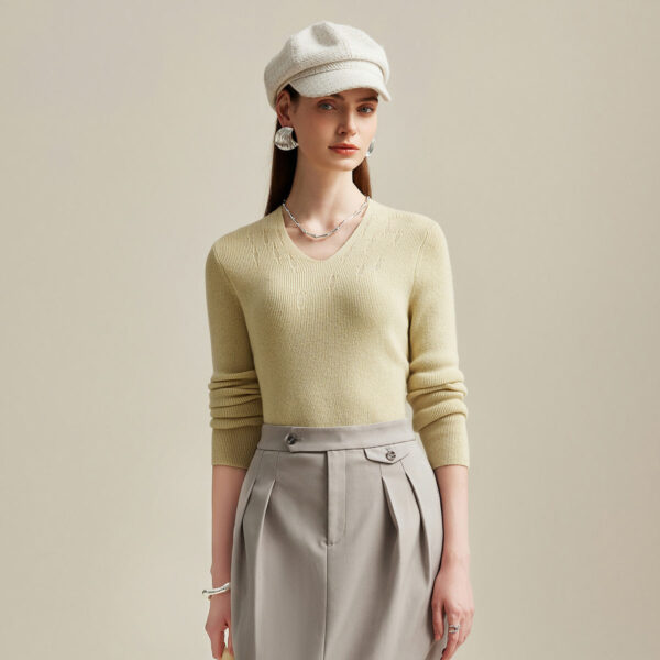 Elevate your wardrobe with our Elegant Cashmere V-Neck Sweater