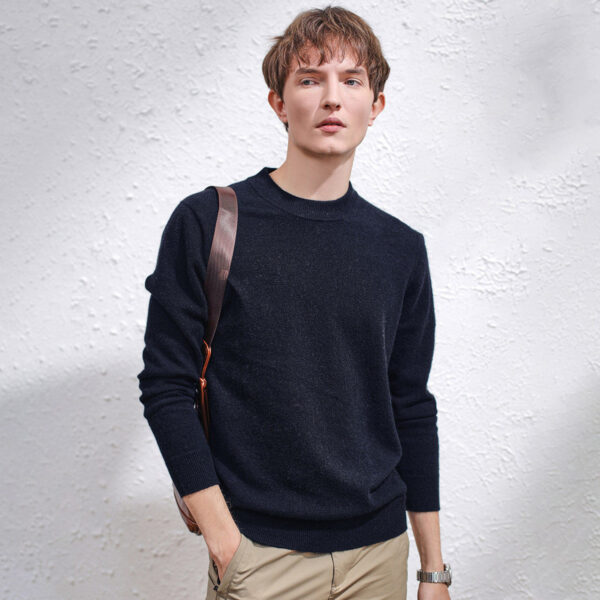 Elevate your wardrobe with our Men's Cashmere Cashmere Sweater with Ribbed Details