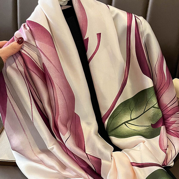 Chic Printed Contrast Color Silk Imitation Warm Shawl&Scarf LIGHT PINK-One_size SkuCY-!111471MaterialSilk Imitation