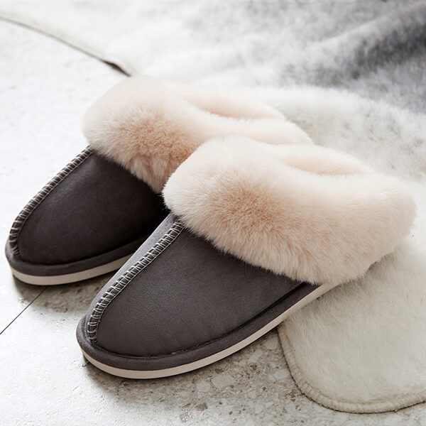 Indoor Warm Faux Fur Non-Slip Keep Warm Slippers LIGHT GREY-36-37 SkuCY-!110279MaterialSuede