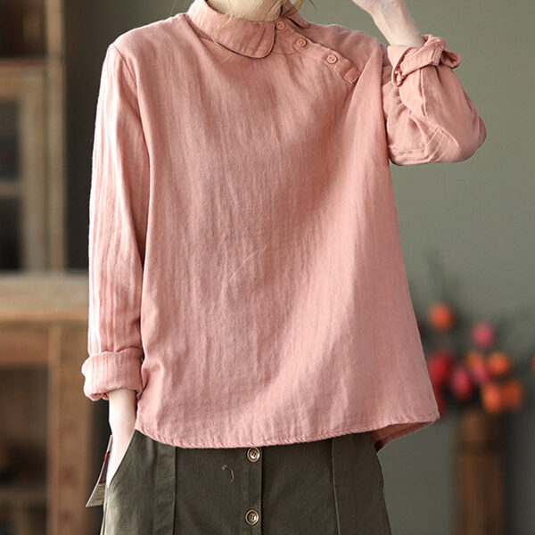 SkuCY-!85376MaterialRamie Cotton StyleLong Sleeves FeatureSolid Color NecklineLapel OccasionCasual
