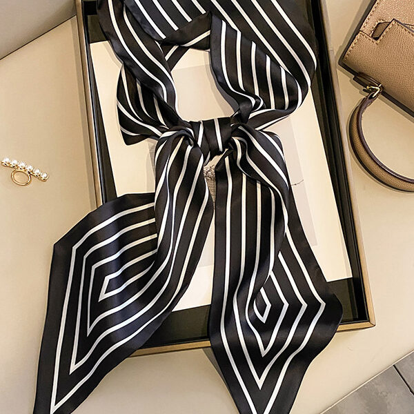 Contrast Color Striped Shawl&Scarf BLACK-One_size SkuCY-!115052MaterialSilk Imitation FeatureContrast Color