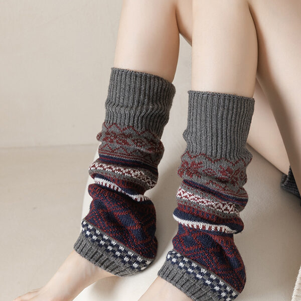 Casual Wool Keep Warm Printed Leg Warmers Accessories GRAY-One_size SkuCY-!112879MaterialWool FeatureKeep Warm