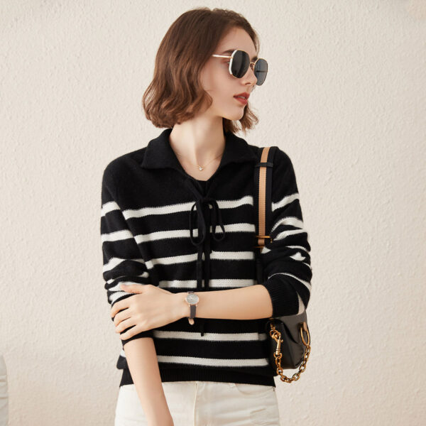 Elevate your wardrobe with our Classic Striped Cashmere Sweater