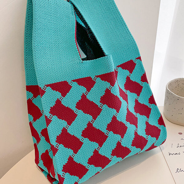 Rhombus Multi-Colored Woven Handbag Bags LAKE BLUE-One_size SkuCY-!115304MaterialPolyester FeatureRhombus