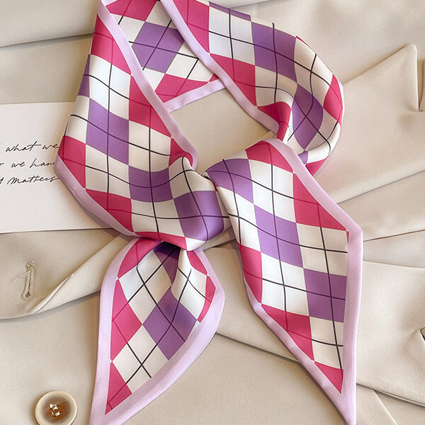 Rhombic Plaid Contrast Color Shawl&Scarf PURPLE-One_size SkuCY-!115637MaterialSilk Imitation FeatureRhombic