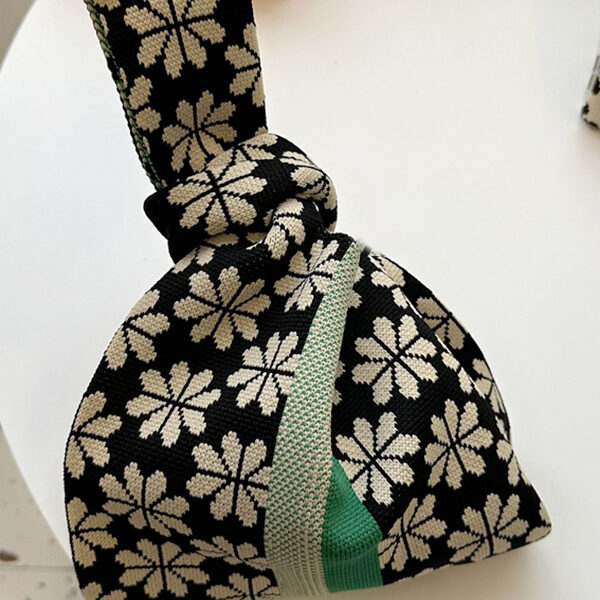 Floral Woven Handbag Bags Accessories BLACK-One_size SkuCY-!116001MaterialPolyester FeatureFloral OccasionGoing out