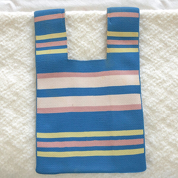 Contrast Color Striped Woven Handbag BLUE-LARGE SIZE SkuCY-!115242MaterialPolyester