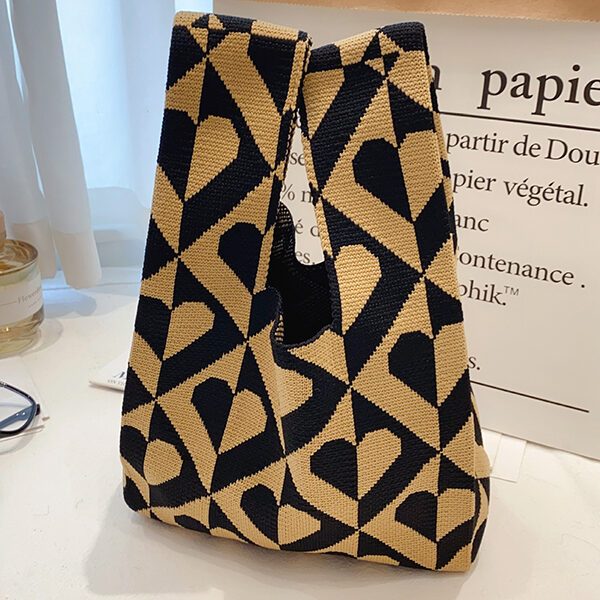 Knitting Checkerboard Zebra-Stripe Striped Bags Accessories Handbags COFFEE-One_size SkuCY-!112630MaterialPolyester