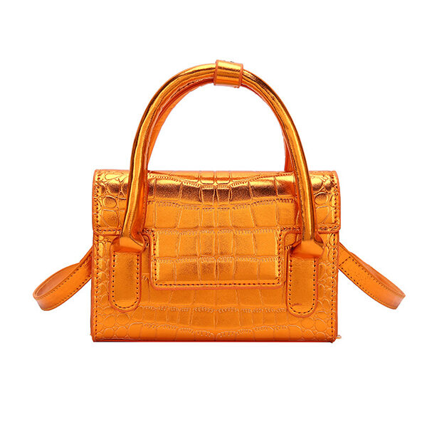 PU Solid Color Shiny Shoulder Bag Handbag ORANGE-One_size SkuCY-!115373MaterialPU LiningPolyester
