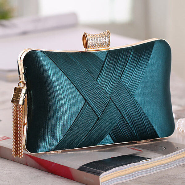 Simple Evening Rhinestone Tasseled Handbag GREEN-One_size SkuCY-!105218MaterialRhinestone