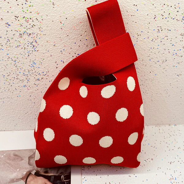 Polka-Dot Contrast Color Woven Handbag Bags Accessories RED-One_size SkuCY-!116625MaterialPolyester LiningPolyester FeatureContrast Color