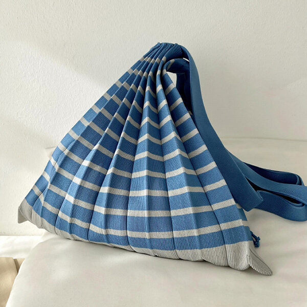 Contrast Color Pleated Striped Woven Handbag GRAY-One_size SkuCY-!115250MaterialPolyester