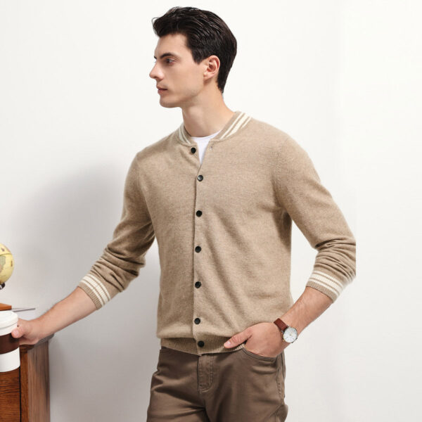 Elevate your wardrobe with our Men's Classic Striped Collar Button-Down Cardigan. This versatile cardigan is designed to provide both comfort and style