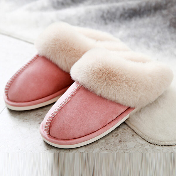 Indoor Warm Faux Fur Non-Slip Keep Warm Slippers PINK-40-41 SkuCY-!110279MaterialSuede