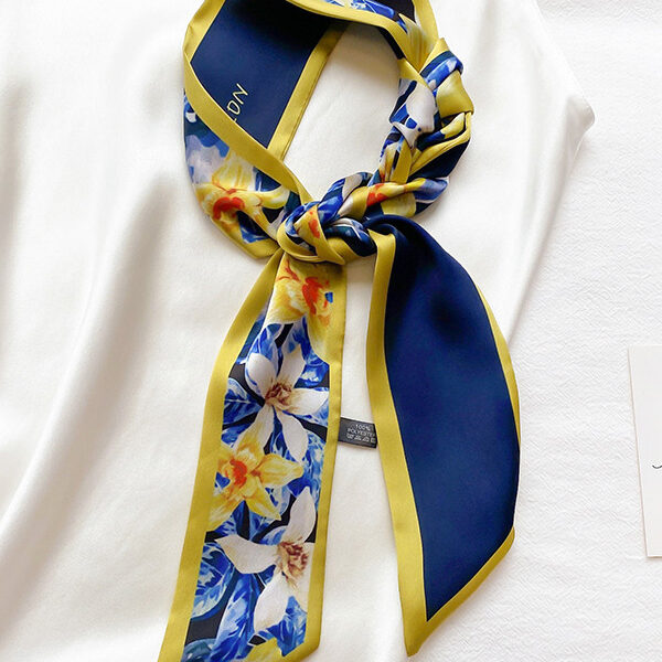 Chic Silk Imitation Floral Printed Scarf NAVY BLUE-One_size SkuCY-!111943MaterialSilk Imitation FeatureFloral Printed OccasionUrban