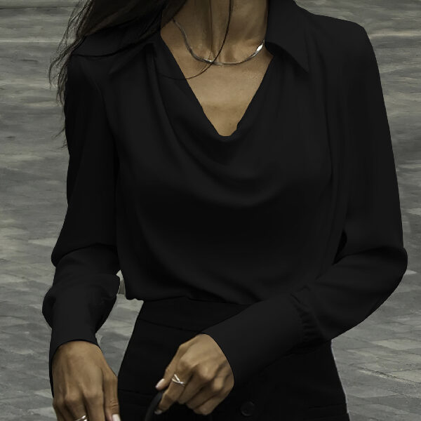 SkuCY-!112171MaterialCotton-blend StyleLong Sleeves FeatureSolid Color NecklineHeaps Collar