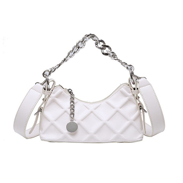 PU Chains Shiny Shoulder Bag Handbag WHITE-One_size SkuCY-!115371MaterialPU LiningPolyester